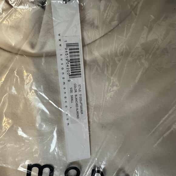 Susana Monaco Mock Neck Sleeve Top 9" in Blanched Almond NWT Size Small - Picture 8 of 9